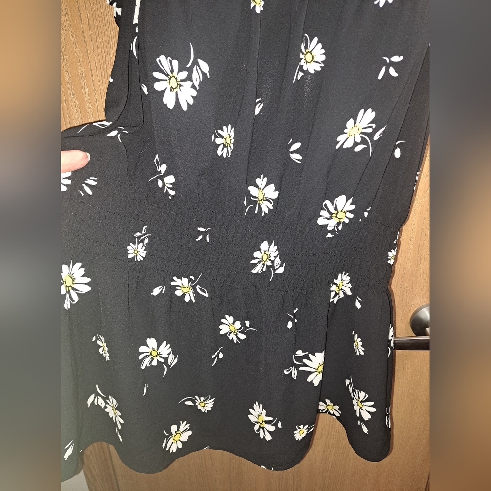 Lane Bryant Black Floral Ruffle Blouse - Picture 2 of 3
